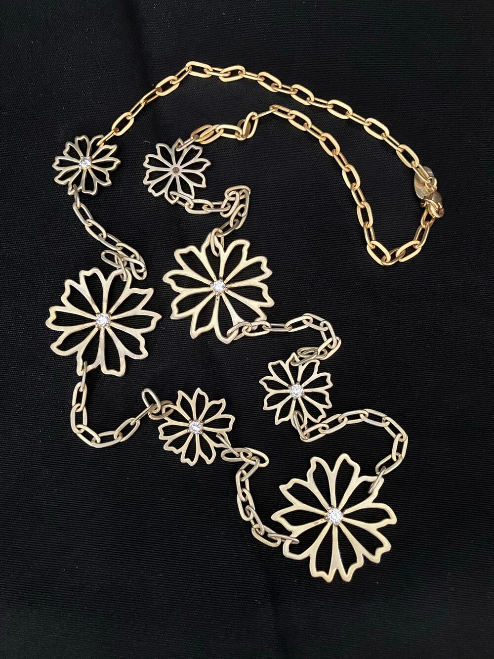 Glow by Sheila Fajl Floral Cut Out Station Statement Necklace 16" Drop